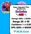 Toilet Tower Defense Unit Hyper Upgraded Titan Speakerman FAST DELIVERY Roblox