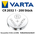 1x - 200x CR2032 Lithium Knopfzelle 3V CR 2032 VARTA Industriezelle Batterie