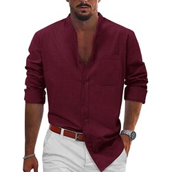 Classic Fit Herren Freizeithemd Kragen Button Down Oberteil mit langen Ärmeln