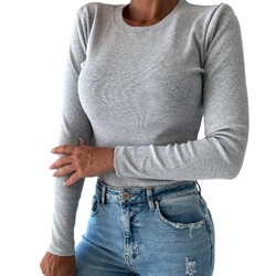 Bequemer langärmeliger gerippter Strickpullover für Frauen modisches Oberteil