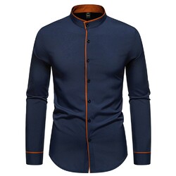 Modisches Langarmshirt für Herren in markanter Farbe Patchwork Optik