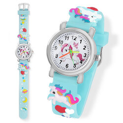 Einhorn Kinder Armbanduhr Gummi Silikon Uhr Bunte Mädchen Jungen Kinderuhr