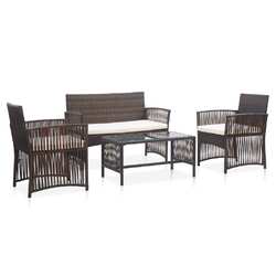 Garten Lounge Set Gartenmöbel Sofa Garnitur Sitzgruppe 4-tlg. Poly Rattan vidaXL