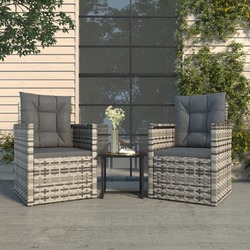 Gartenmöbel mit Kissen Sofa Garnitur Lounge Sitzgruppe 3-tlg Poly Rattan vidaXL