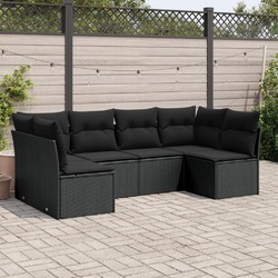 Gartenmöbel Sofa Garnitur Lounge Sitzgruppe 7-tlg. Schwarz Poly Rattan vidaXL