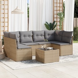 Gartenmöbel Sofa Garnitur Lounge Sitzgruppe 7-tlg. Schwarz Poly Rattan vidaXL