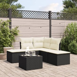 Gartenmöbel Sofa Garnitur Lounge Sitzgruppe 6-tlg. Schwarz Poly Rattan vidaXL