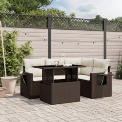 Gartenmöbel Sofa Garnitur Sitzgruppe Lounge 5-tlg. Schwarz Poly Rattan vidaXL