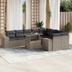 Gartenmöbel Sofa Garnitur Sitzgruppe Lounge 10-tlg. Schwarz Poly Rattan vidaXL