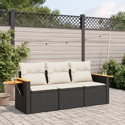 Gartenmöbel Sofa Garnitur Lounge Sitzgruppe mit Kissen 3-tlg. Poly Rattan vidaXL