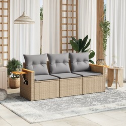 Gartenmöbel Sofa Garnitur Lounge Sitzgruppe mit Kissen 3-tlg. Poly Rattan vidaXL