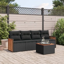 Gartenmöbel Sofa Garnitur Gartengarnitur Garten Sitzgruppe 5-tlg. Schwarz vidaXL