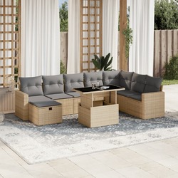 Gartenmöbel Sofa Garnitur Sitzgruppe Lounge 9-tlg. Schwarz Poly Rattan vidaXL