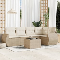 Gartenmöbel Sofa Garnitur Gartengarnitur Garten Sitzgruppe 6-tlg. Beige vidaXL