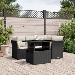 Gartenmöbel Sofa Garnitur Sitzgruppe Lounge 5-tlg. Schwarz Poly Rattan vidaXL