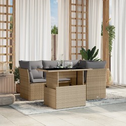 Gartenmöbel Sofa Garnitur Sitzgruppe Lounge 5-tlg. Schwarz Poly Rattan vidaXL