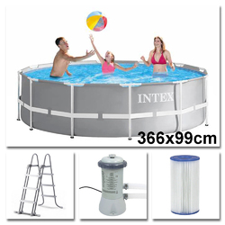 INTEX Prism Frame Pool Set mit Filterpumpe Leiter Swimmingpool Schwimmbecken