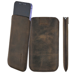 Suncase® Hülle Echt Leder Handy Tasche Slim Case Etui für Samsung Galaxy S21 5G