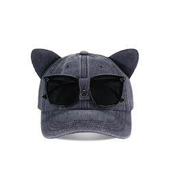 Baseball Cap mit Katze Ohren, Sonnenbrille Herren Frauen Outdoor Camping Cap 