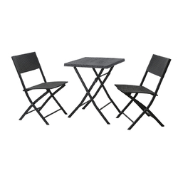 SVITA Polyrattan Bistro-Set 3er Set Balkonset Klappmöbel Stuhl Tisch Gartenmöbel