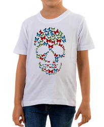 T-Shirt Schmetterlingsschädel Kinder bunt Natur cooles Design Skelett natürlich