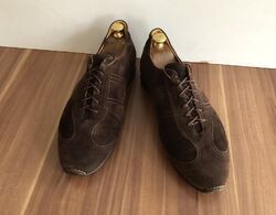 SANTONI Italy Herren Leder Schuhe Suede Luxus Sneaker Handmade Gr 43 Uk 8.5 579€