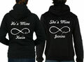 Partner Paar Hoodie Set HE'S MINE + SHE'S MINE Pärchen Pullover mit Wunschnamen