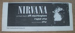 NIRVANA - All Apologies Rape me MV v2 - MUSIKPRESSE ANZEIGE 4 x 11 ZOLL WANDKUNST