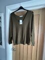 NEXT KHAKI PULLOVER SCHÖNE SCHMUCKDETAILS GRÖSSE LARGE BRANDNEU MIT ETIKETTEN