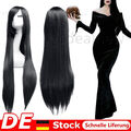 100cm Cosplay Perücke Langhaarperücke Glatt lang Manga Damen voll Wig Schwarz DE