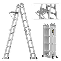 14-in-1 Multifunktionsleiter 4,7 m Alu Mehrzweckleiter Vielzweckleiter 150 kg