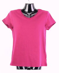 T-Shirt mit V-Ausschnitt Gr. 152/158 Pink Mädchen Kurzarmshirt Oberteil Neu