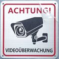 Achtung Videoüberwachung  Schild Alu , ohne  Schrauben, selbstklebende Rücks.