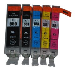 5x Patronen für Canon PIXMA MG5450 MG5550 MG6350 MX725 MX925 PGI-550 CLI-551