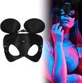 Damen Halbgesicht Leder Maus Maske Fetisch Rollenspiel Halloween Maskerade Erotik