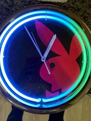 Retro Vintage Playboy Neon Beleuchtung Wanduhr Funktioniert Preloved 