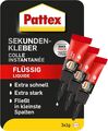 Pattex Sekundenkleber flüssig 3 x 1g - Spülmaschinenfest & extra stark