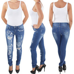 Damen Skinny Rise Hose Hüftjeans Low Waist Hüfthose Slim Fit Jeans Röhrenjeans