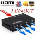 1 IN 4 OUT HDMI Splitter Switch Adapter Umschalter Verteiler 4K 3D +USB Kabel DE