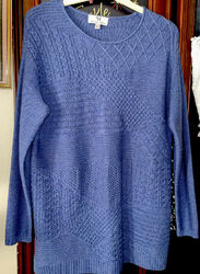 Peter Hahn Pullover Merinowolle Blau Langarm Rundhals Gr. 40 12 MedNeu