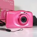 Nikon Coolpix S33 Digital Camera Pink Waterproof 13,2 MP - Excellent Condition