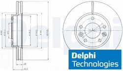 2x Bremsscheibe Delphi BG4261 2 Bremsscheiben Vorderachse Vorne für Kia