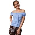 Trachtenbluse Carmen Ausschnitt Dirndl Bluse Damen Oktoberfest blau weiß kariert