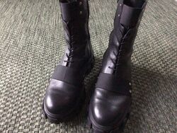 Damen Boots Stiefeletten 41 Schwarz Leder