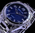 Excellanc Damen Frauen Armband Uhr Blau Silber Farben Metall Strass Herz EX4.1