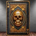 LEINWAND BILD ER XXL POPART ABSTRAKT PIK AS SKULL POKER SCHWARZ GOLD WAND POSTER