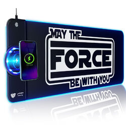 PIKAKA XXL Mauspad „May the Force be with you“ mit Soundeffekt, Qi Ladestation