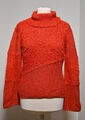 Gr. M Vintage Strickpullover Strick Pullover Rot Langarm Rollkragen Zottel Pulli