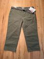 Neu Esprit Stretch Capri 7/8 Chino Hose Mit Gürtel Gr.40 Khaki