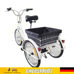 20" Dreirad für Erwachsene 8 Gang Lastenfahrrad Seniorenrad Mit Einkaufskorb DHL